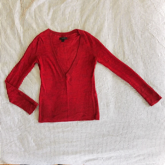 Burgundy Merino/ Alpaca /Mohair Deep V sweater - Picture 4 of 7